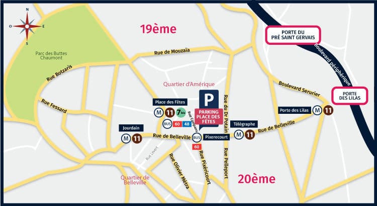 carte des parking à paris Parking Paris 19 : réservation parking voiture & camion   75019